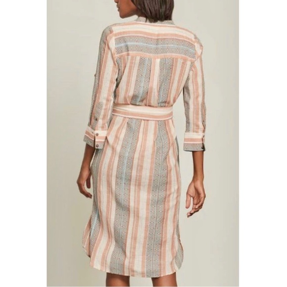Veronica Beard Blush Stripe Makua Button Down Midi Dress In Blush NWT - Picture 5 of 15